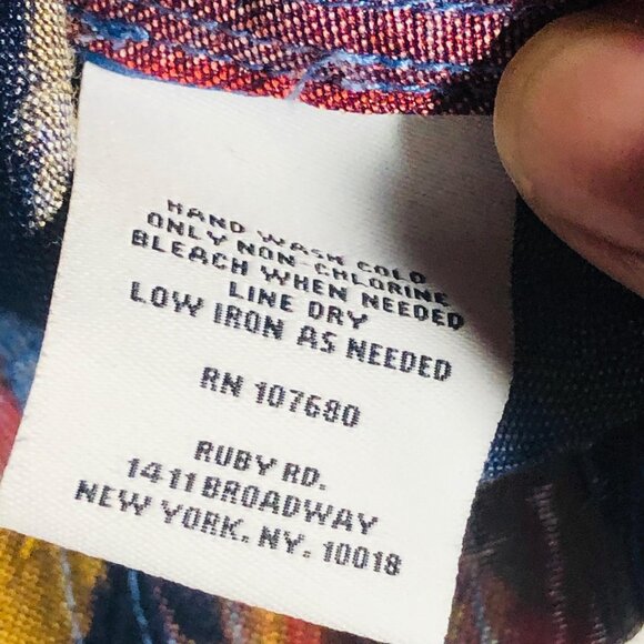 Ruby Rd shirt graphic mid or long sleeve blue multi color button down sheer READ - Picture 5 of 11